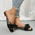 thumbnail image 3 of Women's Summer Sandals: Comfortable Low Heel,  Snakeskin Print with Bowknot, Square Toe Design for Every Occasion, 3 of 22