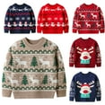 thumbnail image 3 of Pull de Noël pour Tout-Petits Automne Hiver pour Garçons Filles Pull Col Rond Tricoté Bébé Sweat-Shirt de Noël Dessin Animé Stretch 2-9 Ans, 3 of 6