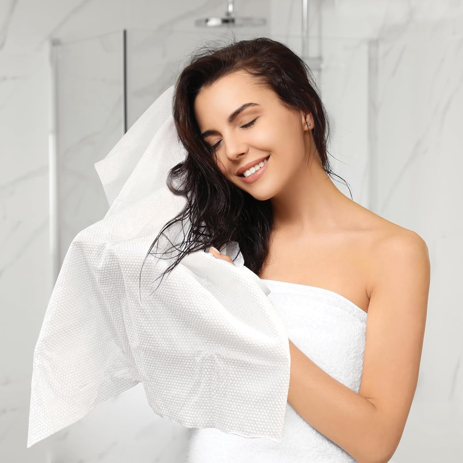 ForPro Premium Disposable Bath Towels, Salon & Spa Towels for Hair, Face, Body, Extra Large (15" x 31.5"), White, 50-Count
