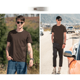 thumbnail image 1 of Camiseta de manga corta de algodón de seda de hielo para hombre, camiseta de capa base de seda brillante de media manga de color sólido de moda de verano simple, camiseta de ajuste superior, 1 of 4