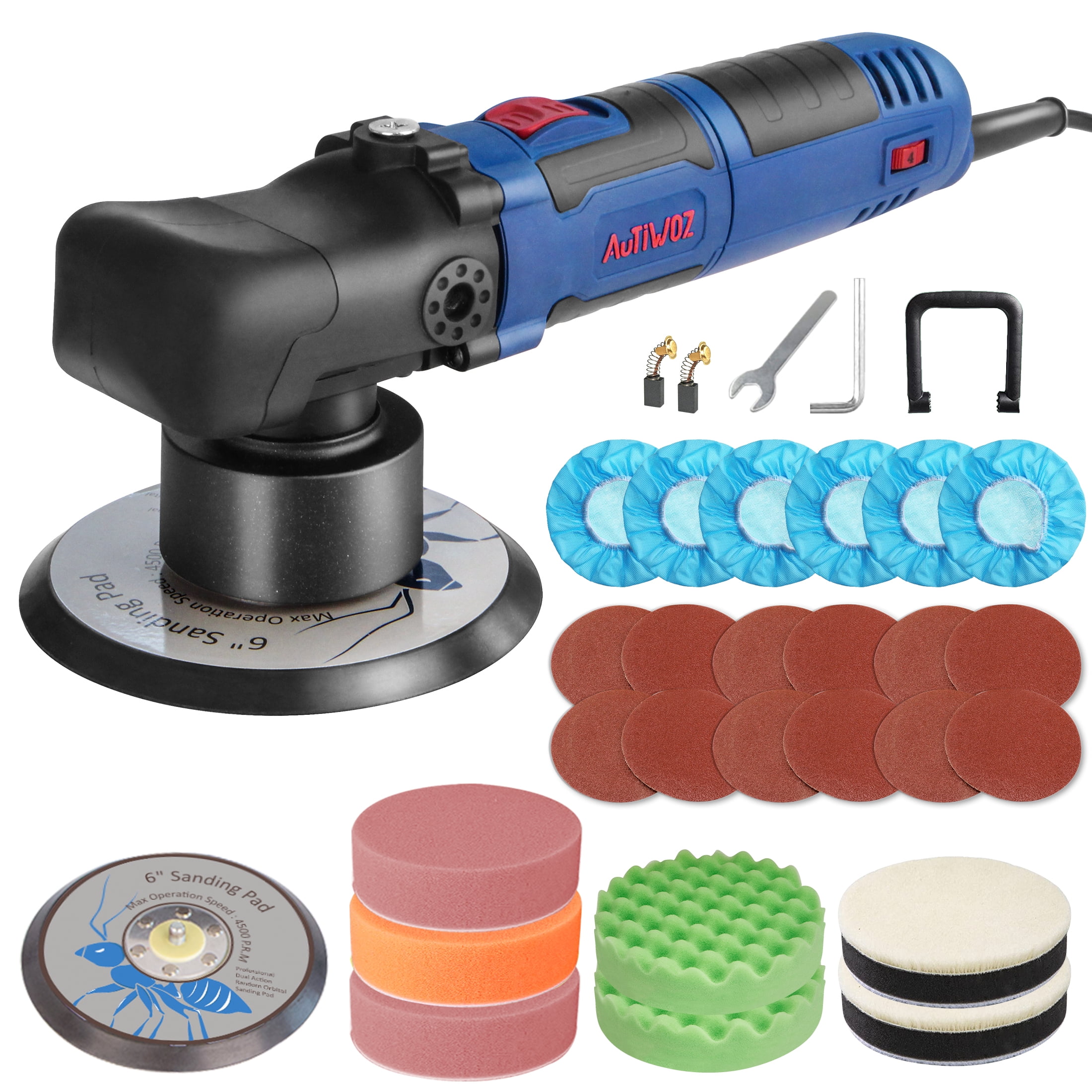 AUTIWOZ 6" Dual Action Electric Car Polisher Buffer Sander Waxer 4500 RPM 800W