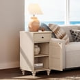 thumbnail image 4 of YANGLI Nightstands with Charging Station, Set of 2 End Table with Power Outlets & USB Ports for Living Room, Modern Side Table with Drawer & Storage Cabinet for Bedroom, Beige, 4 of 6