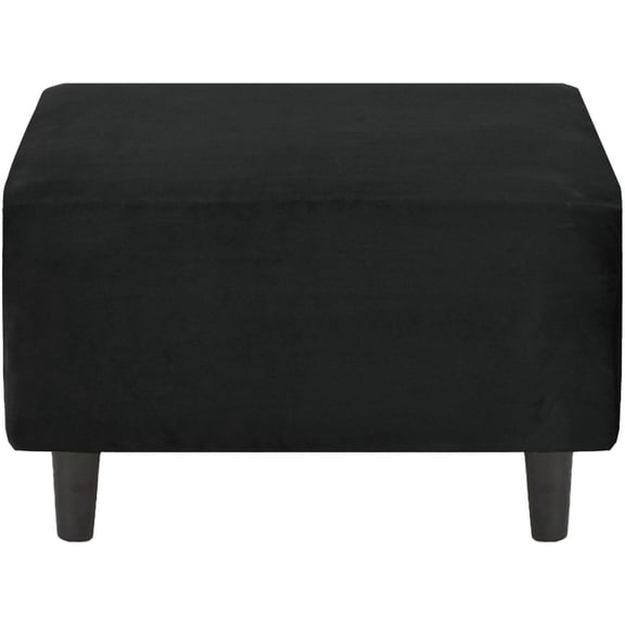Velvet Plush Stretch Rectangle Folding Storage Covers Ottoman Slipcovers Removable Footstool Protect Footrest Covers Elastic Bottom, Machine Washable(Black)