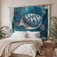 thumbnail image 3 of Nautical Sea Turtle Tapestry for Bedroom Wall Hanging Tapestry, Coastal Vintage Ocean Shells Ceiling Backdrop Tapestries Poster Blanket Wall Decor for Teens Room Living Room Dorm 59" x 90", 3 of 8