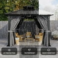 thumbnail image 3 of Aoxun 10'x10' Hardtop Gazebo, Aluminum Frame Canopy with Double Galvanized Steel Roof, Outdoor Metal Pavilion with Netting, Curtains for Backyard, Patio and Deck, 3 of 9