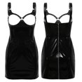 thumbnail image 3 of Vestidos sexis de látex de charol con copa abierta, vestido ceñido al cuerpo con aspecto húmedo y anillo redondo con cremallera en la espalda, minivestido de baile en barra para discoteca, 3 of 5