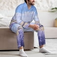 thumbnail image 7 of Susaid Lavender Fields Under Blue Sky Print Men's Long Sleeve Pajama Set, Two-Piece Button-Down Loungewear PJs Set, Comfortable Sleepwear for Relaxation-Large, 7 of 7