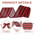 thumbnail image 5 of 12 Yards x 2" Striped Ribbon Red and Black Wired Ribbon Linen Gift Wrapping Ribbon for Christmas Craft Birthday Wedding Festival Wreath, 5 of 7