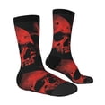 thumbnail image 4 of Yiaed Red And Black Abstract Skull Print Great elasticity Crew Socks Sports socks for Men and Women, 4 of 5