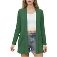 thumbnail image 2 of Ahuyic Fall Womens Blouse,Knit Cardigan Lightweight Open Front With Pockets For Fall Winter,Green,L, 2 of 5