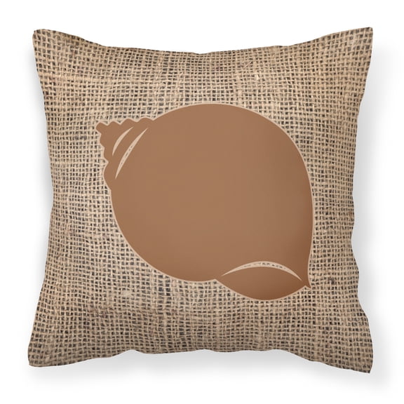 Carolines Treasures BB1099-BL-BN-PW1414 Shell Burlap and Brown   Canvas Fabric Decorative Pillow BB1099 14Hx14W