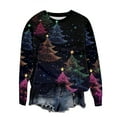 thumbnail image 4 of asdoklhq Christmas Sweatshirt for Women's Christmas Bright Colorful Christmas Tree Round Neck Print Loose Sweatshirt Long Sleeve No-Cap Sweatshirt Top Multicolor 5X, 4 of 5