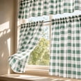 thumbnail image 6 of 3pcs Cafe Curtain Set, One Top Valance and Two Lower Panels, Light Filtering Thermal Window Covering for Kitchen Bathroom Basement Laundry Room and Small Windows, B-Green, 6 of 9