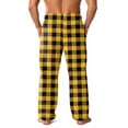 thumbnail image 4 of GrmtClth Mens Plush Warm Pajama Pants Fashion Flannel Fleece Soft Comfy Plaid Night Pants Fall Winter Thermal Cozy Pj Bottoms with Pockets Yellow S, 4 of 6