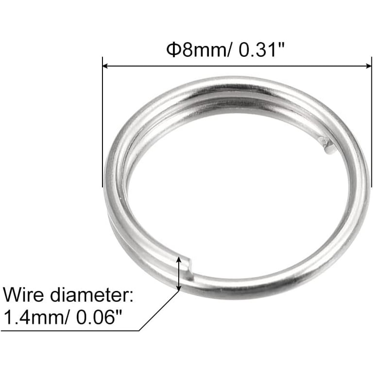 25mm Key Ring Split Ring Black Flat Surface Double Metal Loop Keychain  Holder
