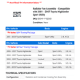 thumbnail image 2 of Radiator Fan Assembly - Compatible with 2001 - 2007 Toyota Highlander Sport Utility 2002 2003 2004 2005 2006, 2 of 2