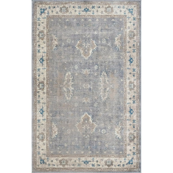 Unique Loom Salzburg Rug Gray/Beige 5' 1" x 8' Rectangle Traditional Perfect For Living Room Bed Room Dining Room Office
