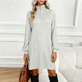 thumbnail image 1 of Fznquz Gris Robes de Printemps pour Femmes Tricot à Manches Longues Robe Chandail Décontractée 2026 Demi-Fermeture Éclair Robe pour Femmes, 1 of 5