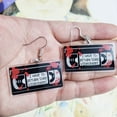 thumbnail image 3 of VHS Horror Earring Earrings Acrylic Drop I Have To Return Some Videotapes Cassette Tape VCR Scary Movies 1980s Classic Halloween Bloody Rental Tape Dripping (VHS), 3 of 5