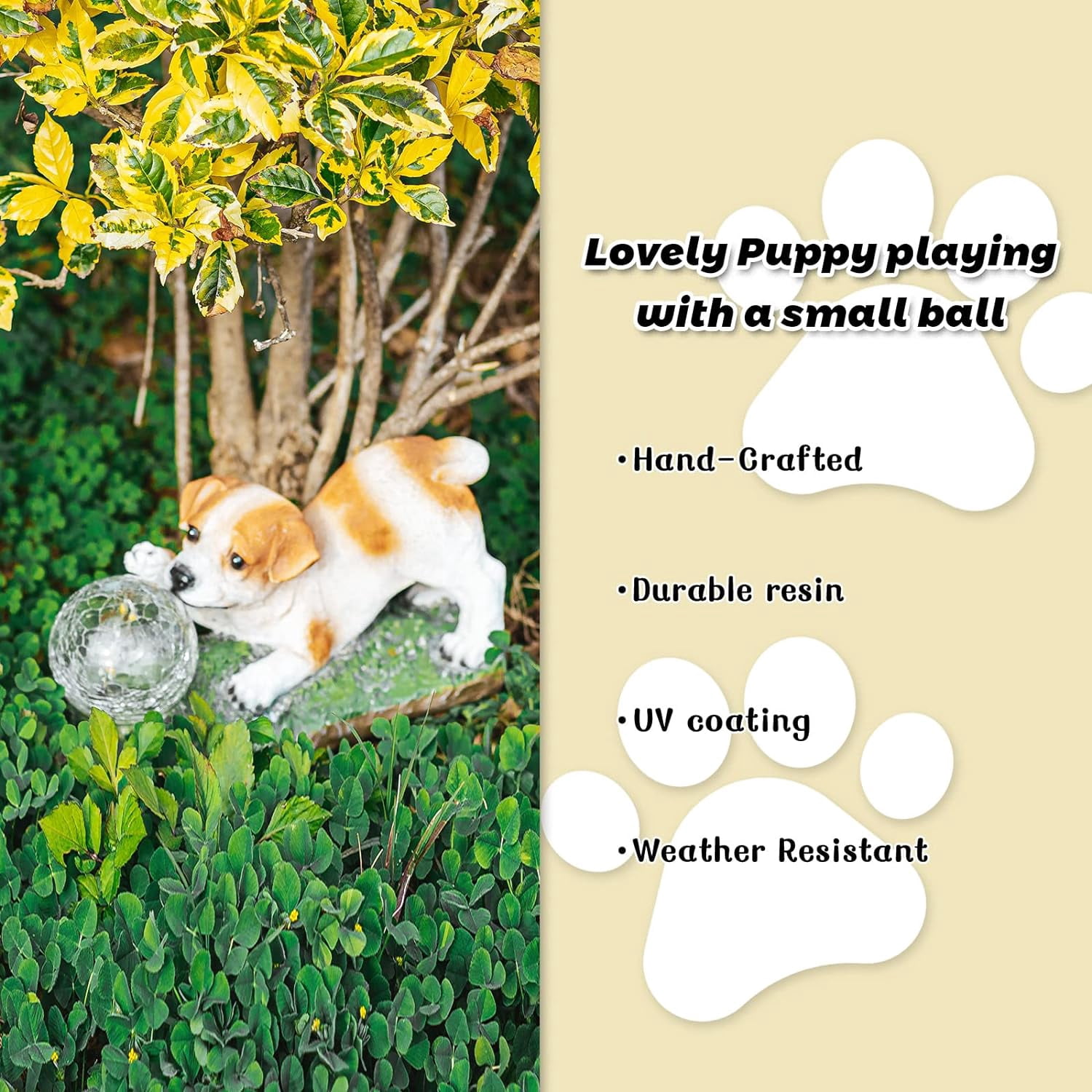 Solar Garden Dog  Statues - Garden Art Decoration Solar Lights Resin Outdoor Statue for Patio, Garden, Lawn