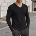 thumbnail image 5 of Rvwovn Men's Long Sleeve V-Neck Shirt Stretch Thumb Cuffs Athletic Base Layer Top Workout Daily Wear, 5 of 6