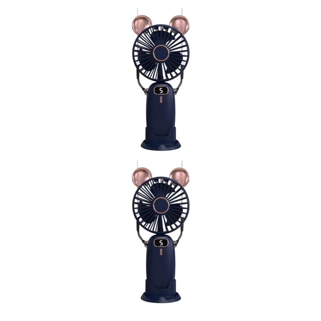 Matsuzay ABS PP Ventilador portátil Animal Ear Handheld Quiet Running 5 Gear Neck Hanging Brushless Motor Cooling Fans Cooler Dark Blue Azul oscuro Tipo 5 2Conjunto