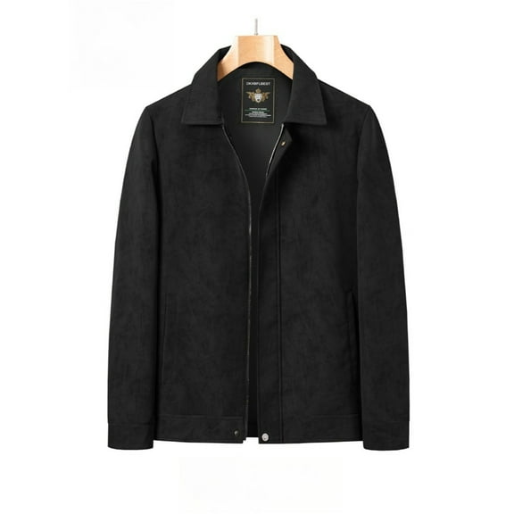 TNZI 1pc Men's Spring and Autumn jacket: Casual loose lapel retro men's versatile long-sleeved jacket, soft pluse-sized men's loose and simple jacket