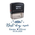 thumbnail image 1 of Printtoo Personalized Blue Self Inking Best Day Ever Wedding Favor Stamp Custom Rubber Stamper-68 x 30 mm, 1 of 6