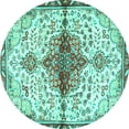 thumbnail image 1 of Ahgly Company Machine Washable Indoor Round Persian Turquoise Blue Traditional Area Rugs, 6' Round, 1 of 4
