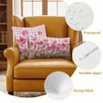 thumbnail image 6 of Pink Tulip Flower Outdoor Pillow Covers Pack of 2 Hello Spring Floral Buffalo Plaid Wood Waterproof Throw Pillow Covers Decorative Cushion Cases for Patio Garden Tent Balcony Couch 20x12 inch, 6 of 9