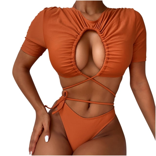 Bañador de bikini con costuras y estampado dividido en la playa para vacaciones de mujer Fridja nalpqowj23243