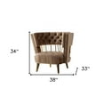 thumbnail image 3 of 38" Dark Beige Velvet And Gold Exposed Back Accent Chair, 3 of 6