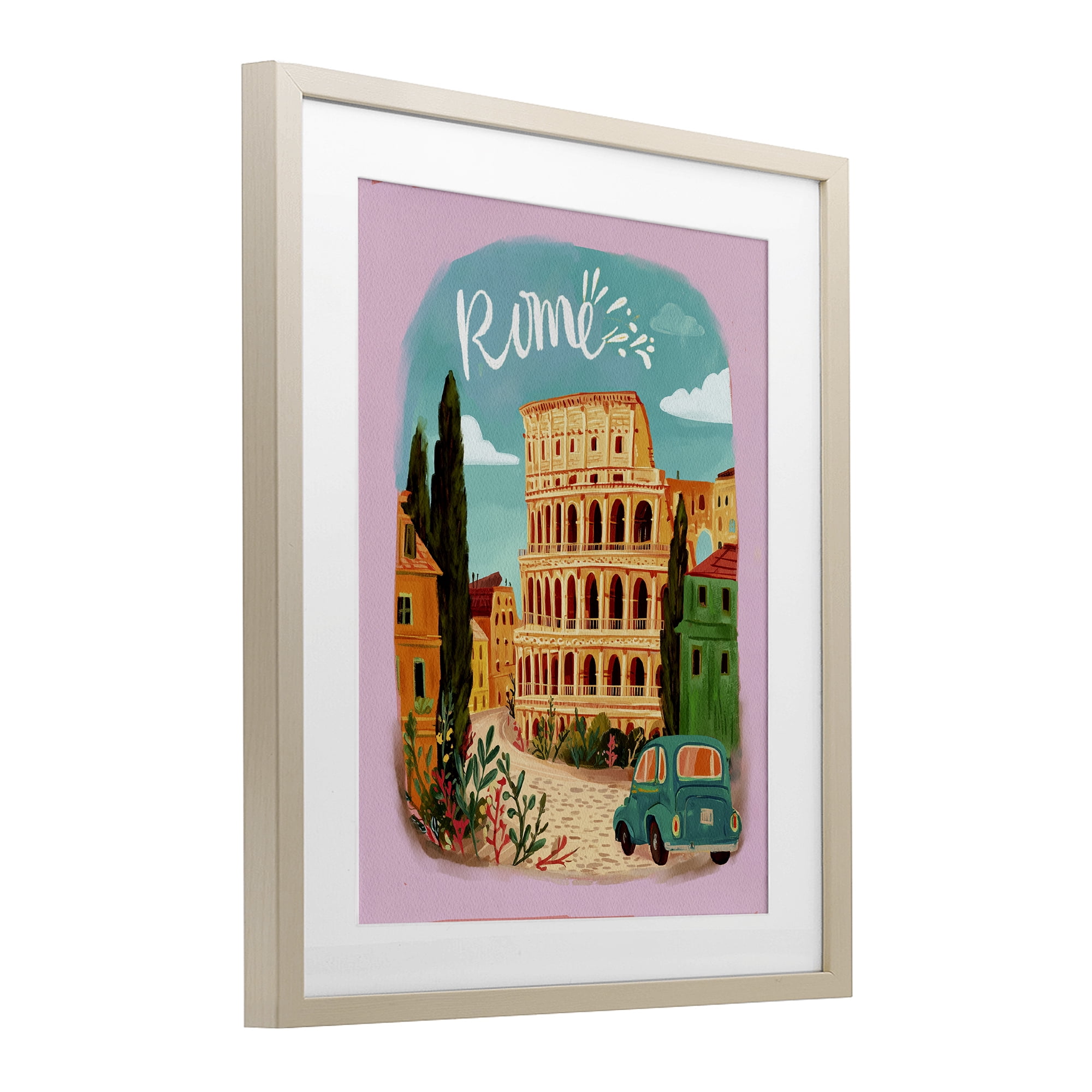 Rome Travel Spot Architecture Birch Framed Print Under Glass, design by Yen