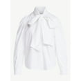 thumbnail image 5 of Free Assembly Women's Cotton Tie Neck Blouse with Long Puff Sleeves, Sizes XS-XXL, 5 of 5