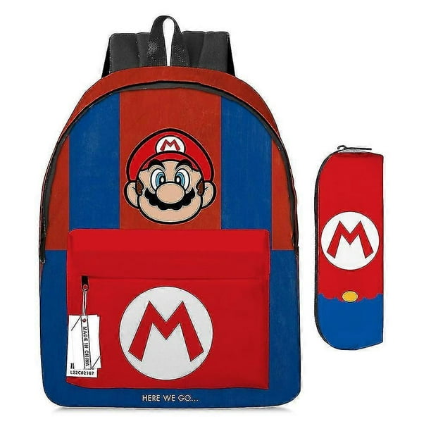 Kids Super Mario Bros Backpack With Pencil Case 2pcs/set Novelty Funny Cool Elementary Student School Bag Bookbags Daypacks For Boys Girls