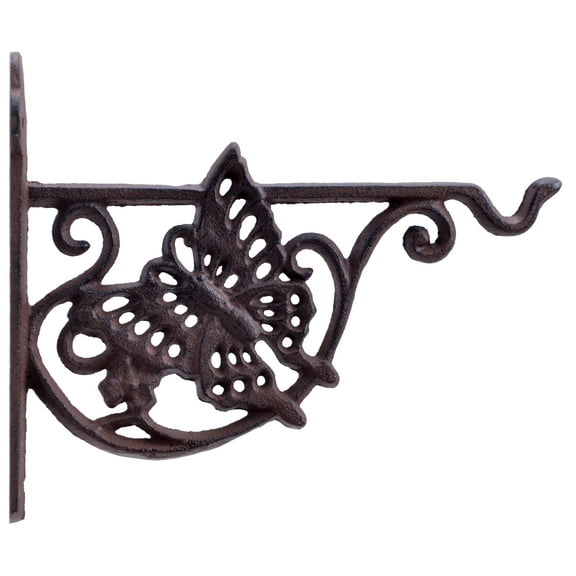 Import Wholesales Butterfly Distressed Brown Cast Iron Cutout Rustic Wall Mounted Plant Hanger