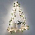 thumbnail image 3 of Paquete de estantes para colgar en la pared con tira LED de estilo verde, estante flotante de cuerda de madera para decoración del hogar, 3 of 3