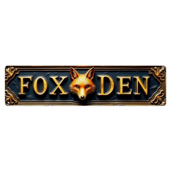 Fox  Den Tin Sign Vintage Metal Poster Living Room Bar Man Cave Home Wall Art Decor 4x16inch