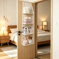 thumbnail image 6 of Over Door Hanging Storage Organizer, 4 Tier Fabric Mesh Bag with Metal Hooks for Bedroom Closet, 6 of 6