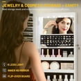 thumbnail image 3 of LVSOMT LED Mirror Jewelry Cabinet, Rounded Hanging Jewelry Armoire Organizer with Lighted Mirror, Wall Mount/Over the Door Full Length Mirror with Storage, Foldable Shelf, Lockable, White, 3 of 11