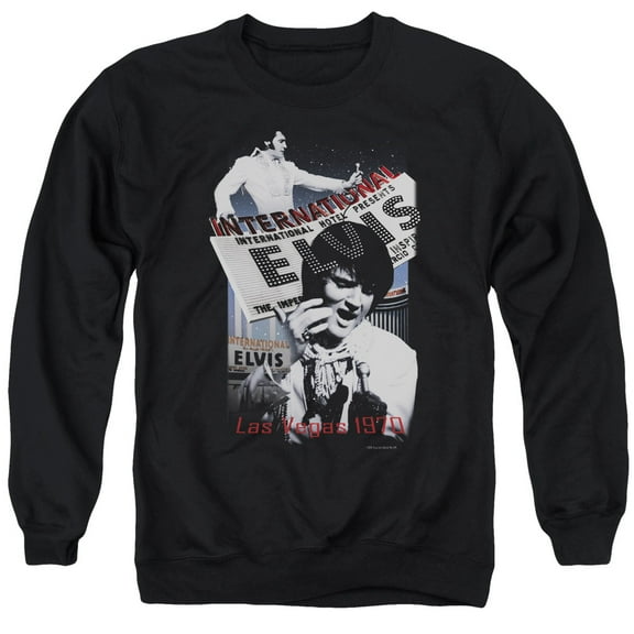 Elvis Presley International Hotel Adult Crewneck Sweatshirt Black