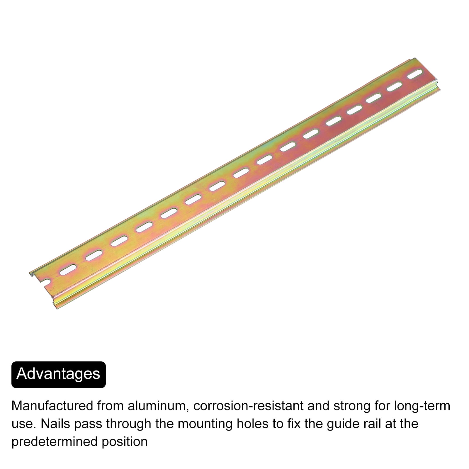4 Pcs DIN Rail Slotted Iron Mounting Guide 20"(500mm) x 35mm x 7.5mm High Bronze Tone