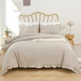 thumbnail image 3 of SPRINDAY Queen Comforter Set For Adult, 3 Piece Ruffle Oatmeal Comforter Sets All Season, 3 of 9
