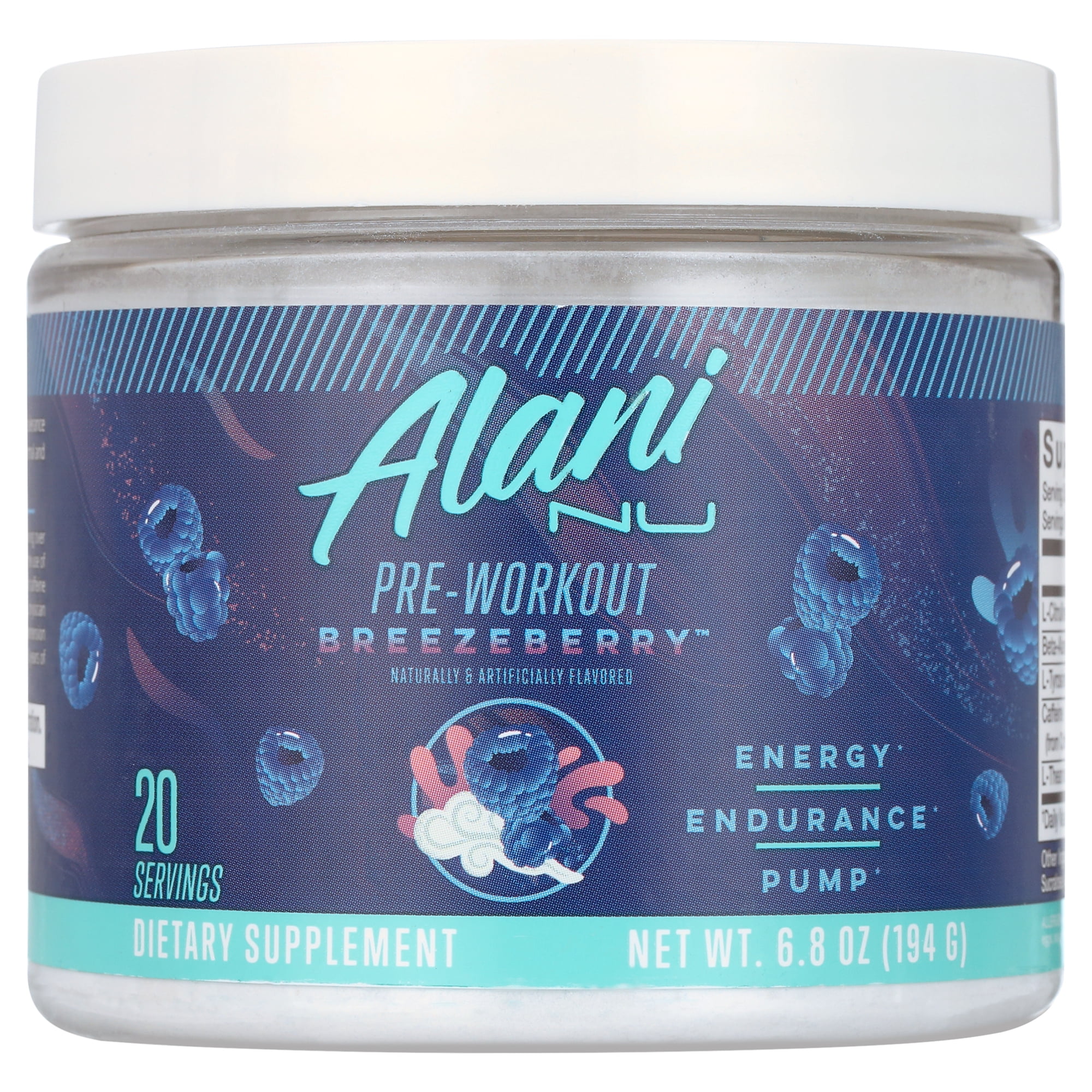 Alani Nu Pre-Workout Powder, Breezeberry, 20 Servings, 200mg Caffeine