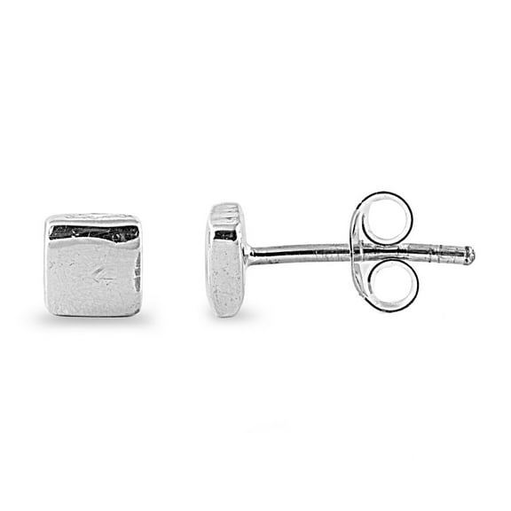 Solid Square Stud Earrings Sterling Silver