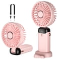 thumbnail image 1 of Mini ventilador portátil recargable USB, ventilador de bolsillo pequeño de 5 velocidades con base, ventilador de escritorio plegable para oficina, al aire libre Feliz Sencillez, 1 of 5