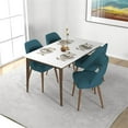 thumbnail image 4 of Lana 5-Piece Mid-Century Modern Dining Set with 4 Fabric Dining Chairs in Blue, 4 of 6