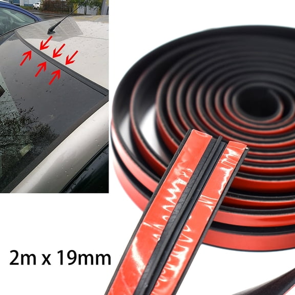 AUTOXBERT 2M/6.5FT T Shape Windshield Seal Strip Trim Car Front Rear Sunroof Edge Waterproof Rubber Seal Weather Stripping Black