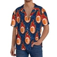 thumbnail image 3 of Haiem American Football and Fire Flames Men's Casual Shirts Short Sleeve Button Down Shirts Fashion Textured Summer Beach Shirt-Large, 3 of 7