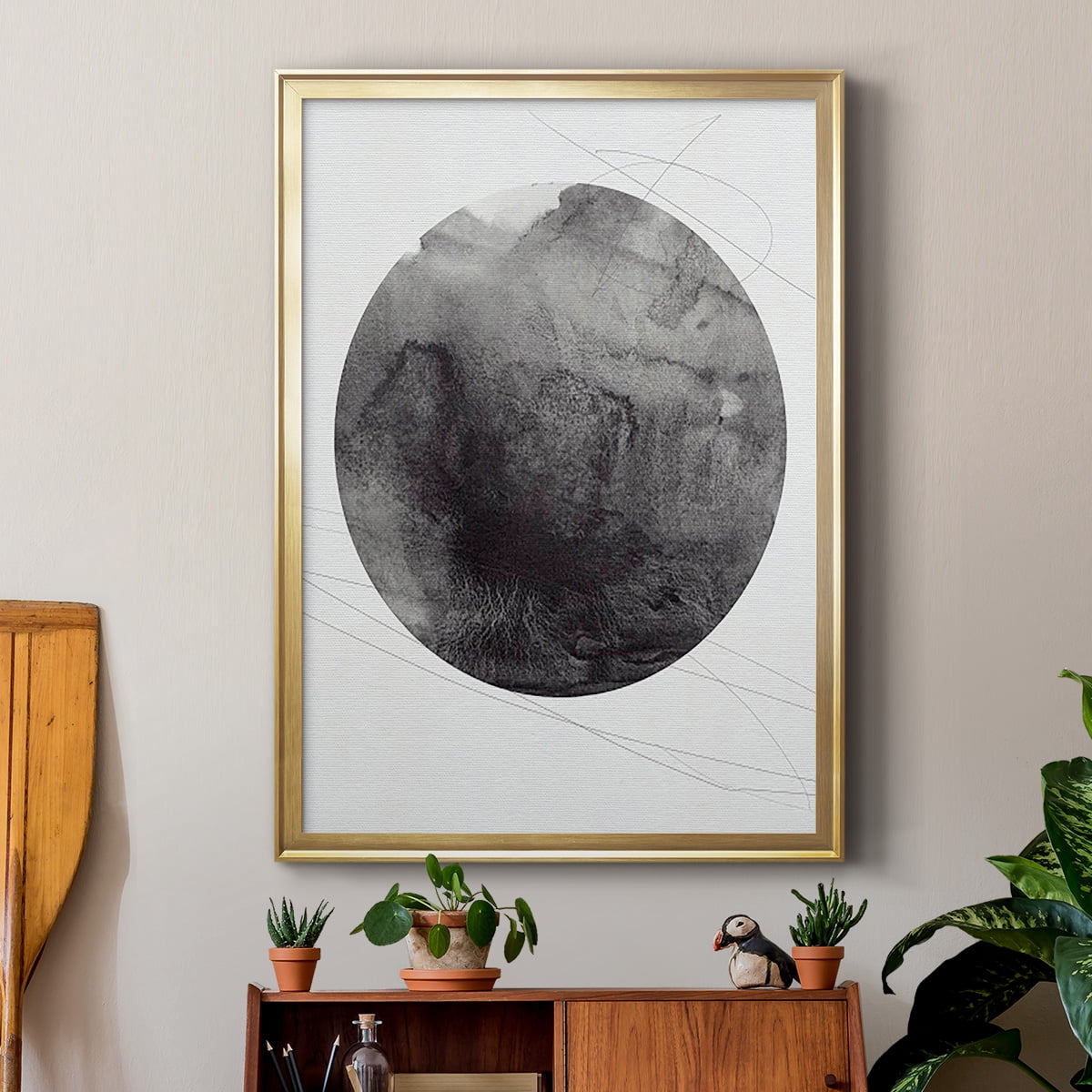 Graphite Moon I Premium Framed Print, in Gold, Black, or Silver - Ready to Hang